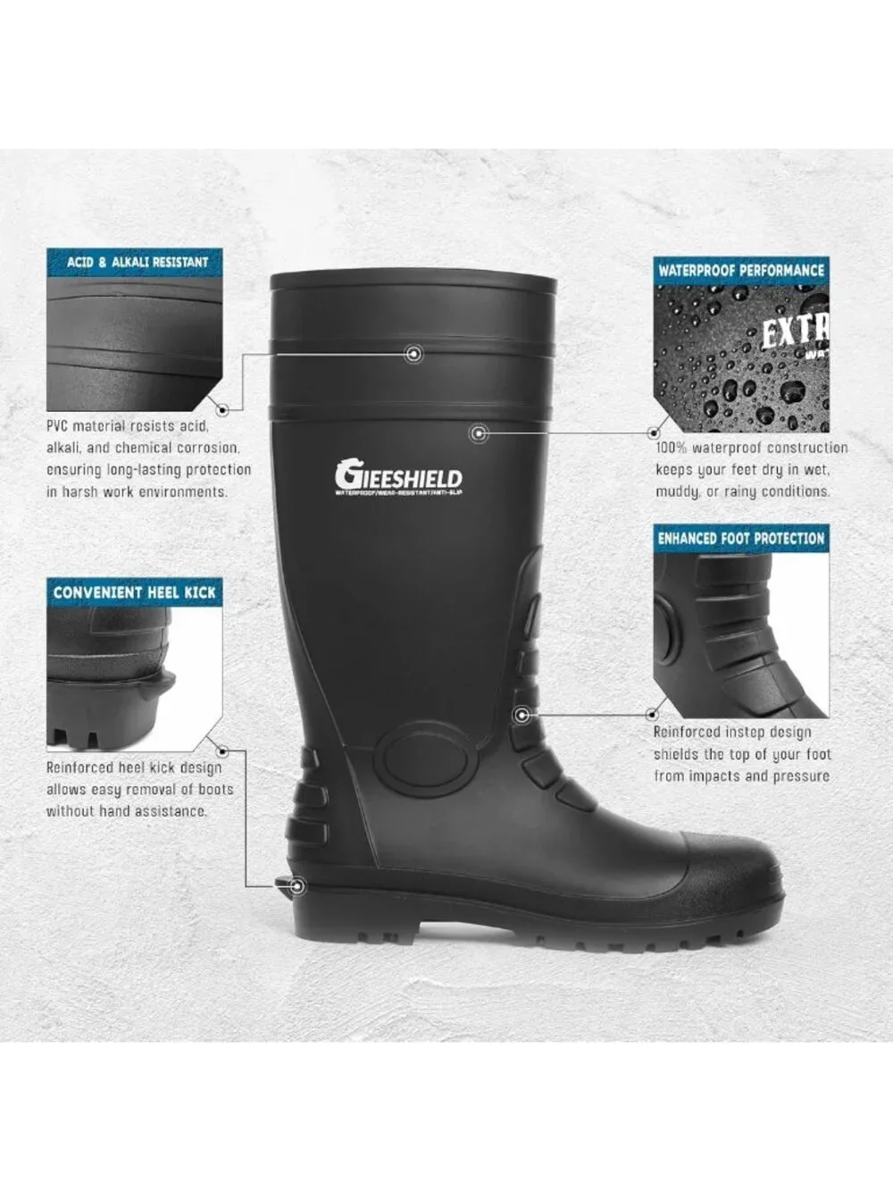 Waterproof Slip-Resistant PVC Rain Boots for Men & Women - Durable Knee-High